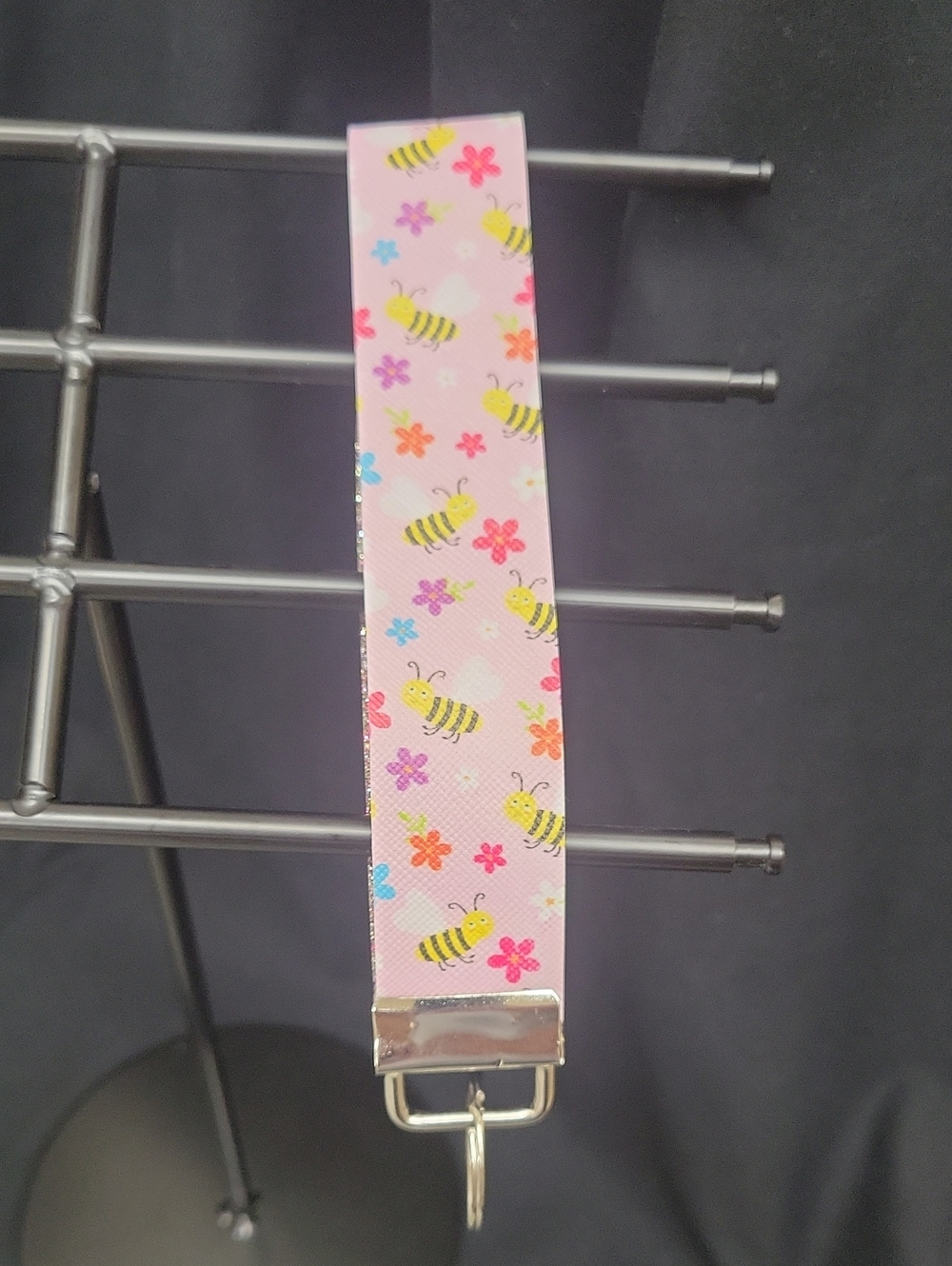 Pink Bee Print Wristlet Keychain - Unknown Brand